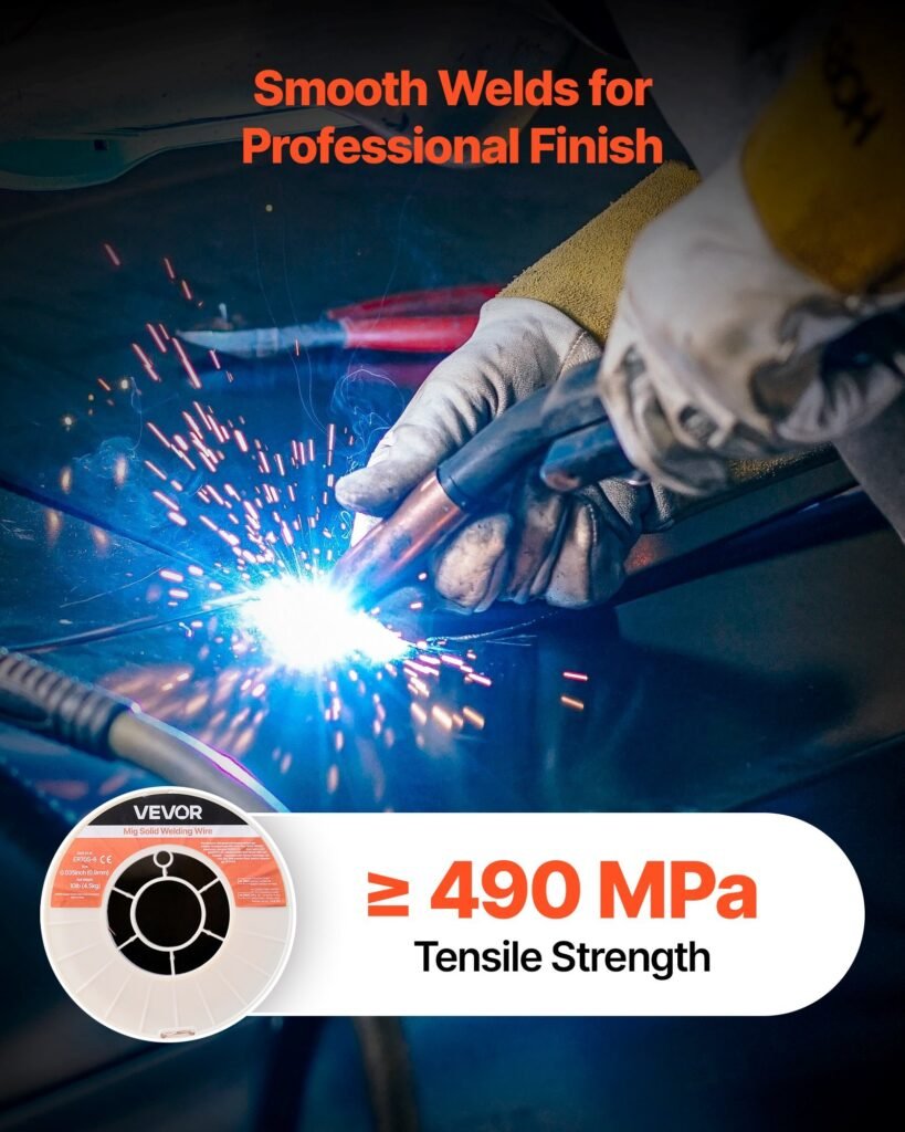 Solid MIG Welding Wire, ER70S-6 0.035-inch 10 LBS, Low Spatter Mild Steel Welding Wire With High Deoxidizers For All-Position Gas Shielded Welding