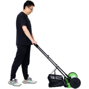 14 Inch 5-blade Hand Push Scroll Lawn Mower With Grass  Device, Green - Image 4