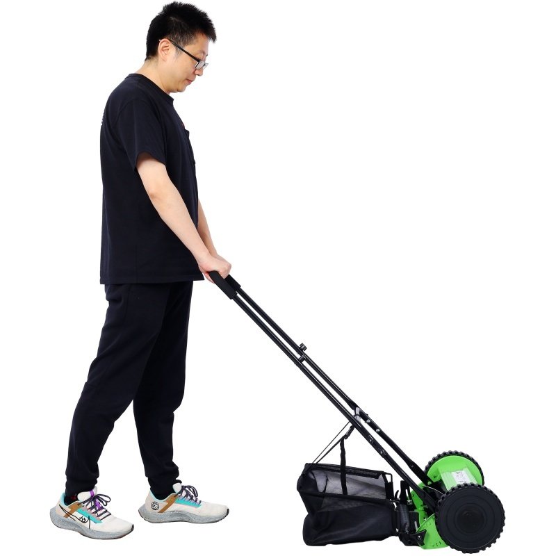 14 Inch 5-blade Hand Push Scroll Lawn Mower With Grass  Device, Green