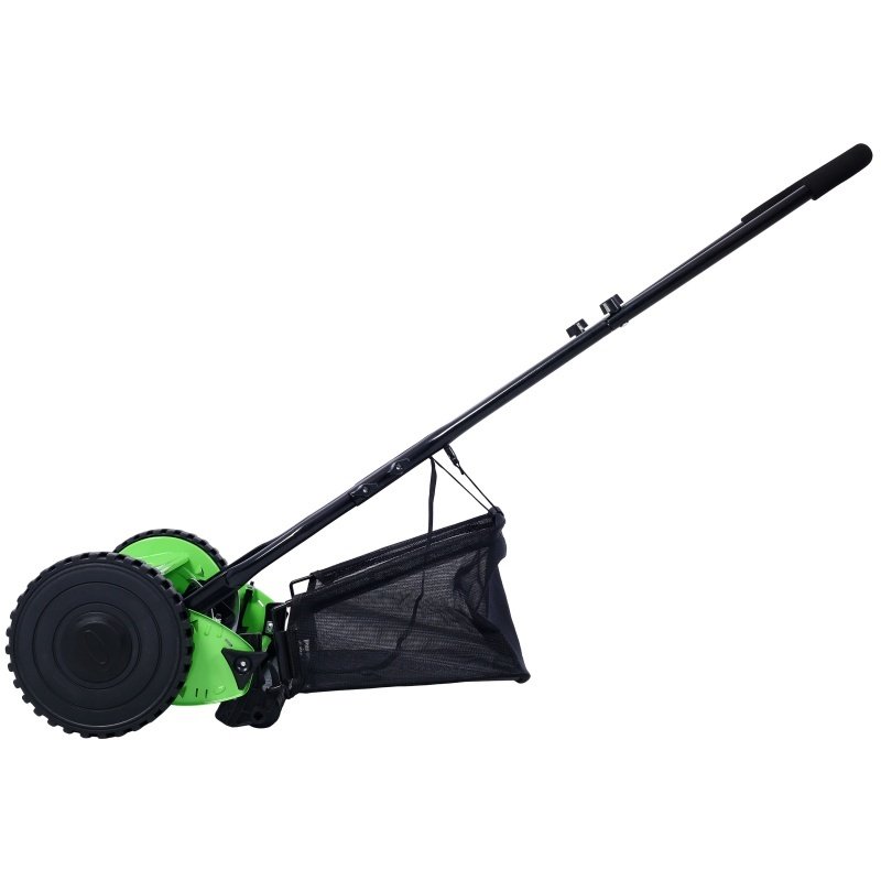 14 Inch 5-blade Hand Push Scroll Lawn Mower With Grass  Device, Green