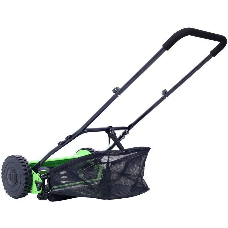 14 Inch 5-blade Hand Push Scroll Lawn Mower With Grass  Device, Green