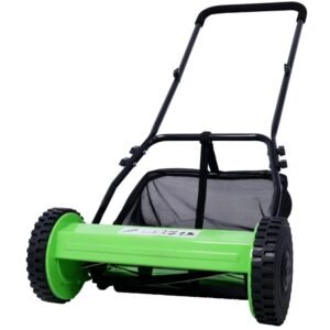 14 Inch 5-blade Hand Push Scroll Lawn Mower With Grass  Device, Green - Image 2