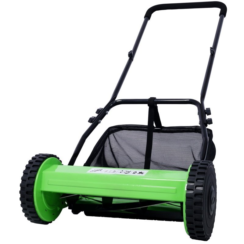 14 Inch 5-blade Hand Push Scroll Lawn Mower With Grass  Device, Green