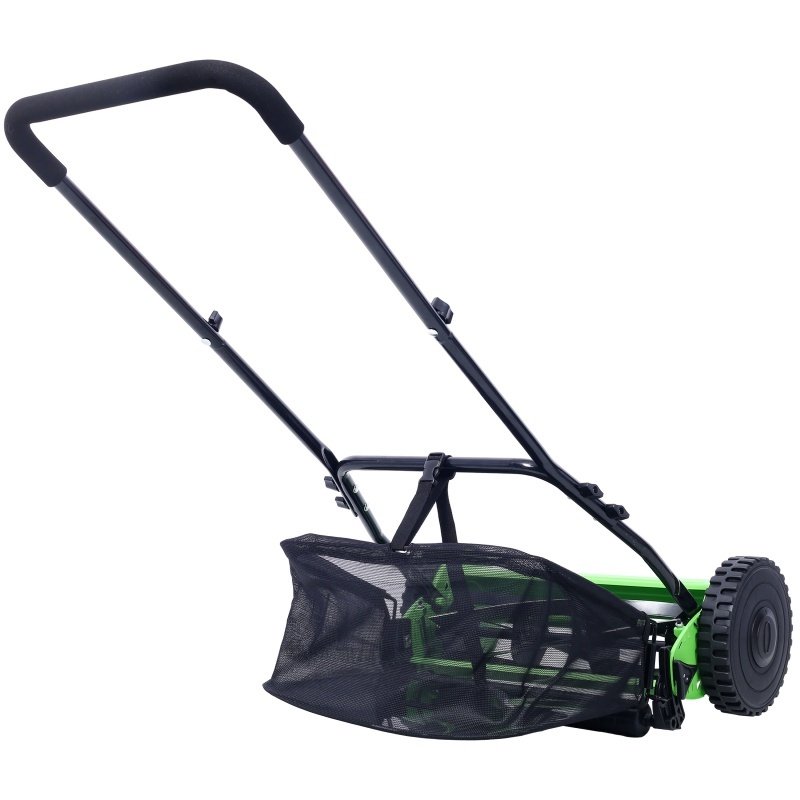 14 Inch 5-blade Hand Push Scroll Lawn Mower With Grass  Device, Green