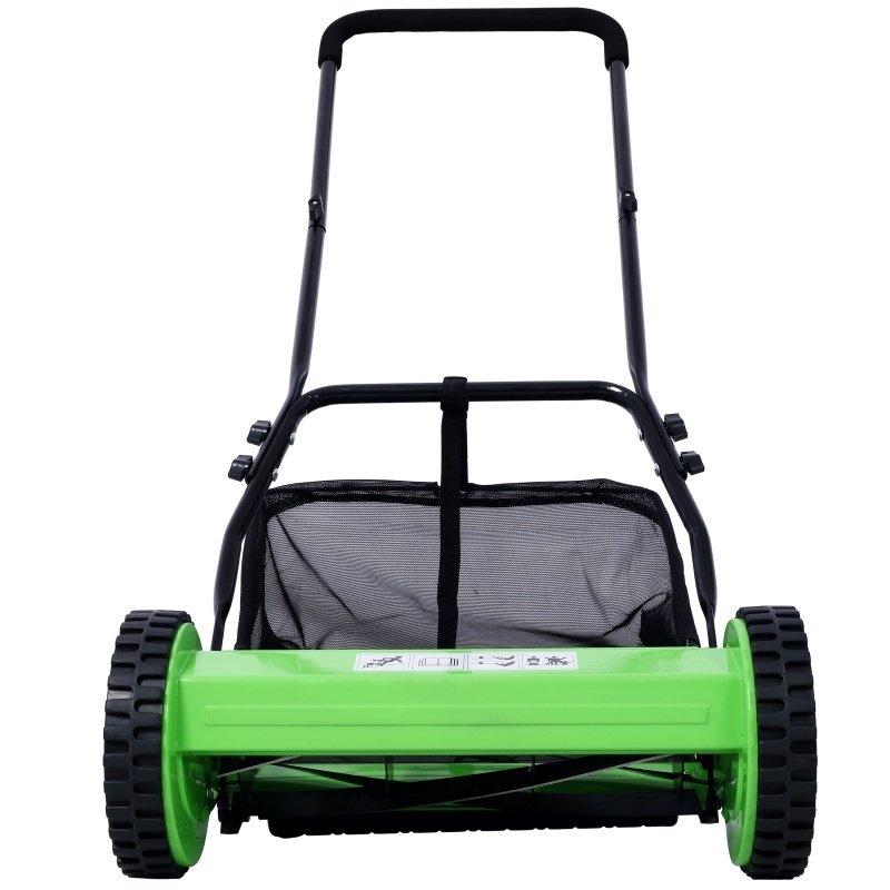 14 Inch 5-blade Hand Push Scroll Lawn Mower With Grass  Device, Green