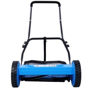 14 Inch 5-blade Hand Push Scroll Lawn Mower With Grass Device, Blue - Image 9
