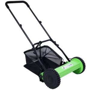 14 Inch 5-blade Hand Push Scroll Lawn Mower With Grass  Device, Green - Image 11