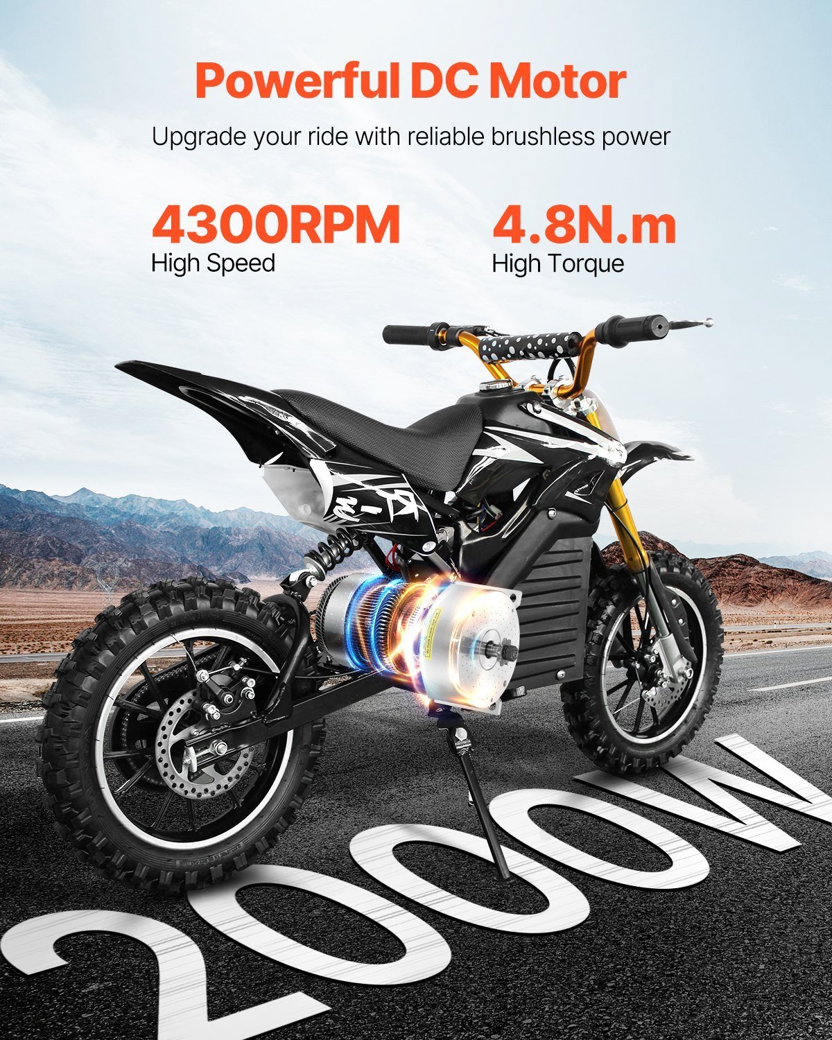 2000W Electric Brushless DC Motor Kit 48V 4300rpm Motor With Speed Controller - Image 3