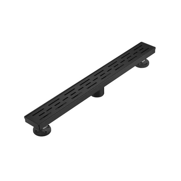 24 Inch Linear Shower Drain With Removable Brick Patterned Grate Cover, 304 Stainless Steel Shower Floor Drain With Hair Strainer And Leveling Feet