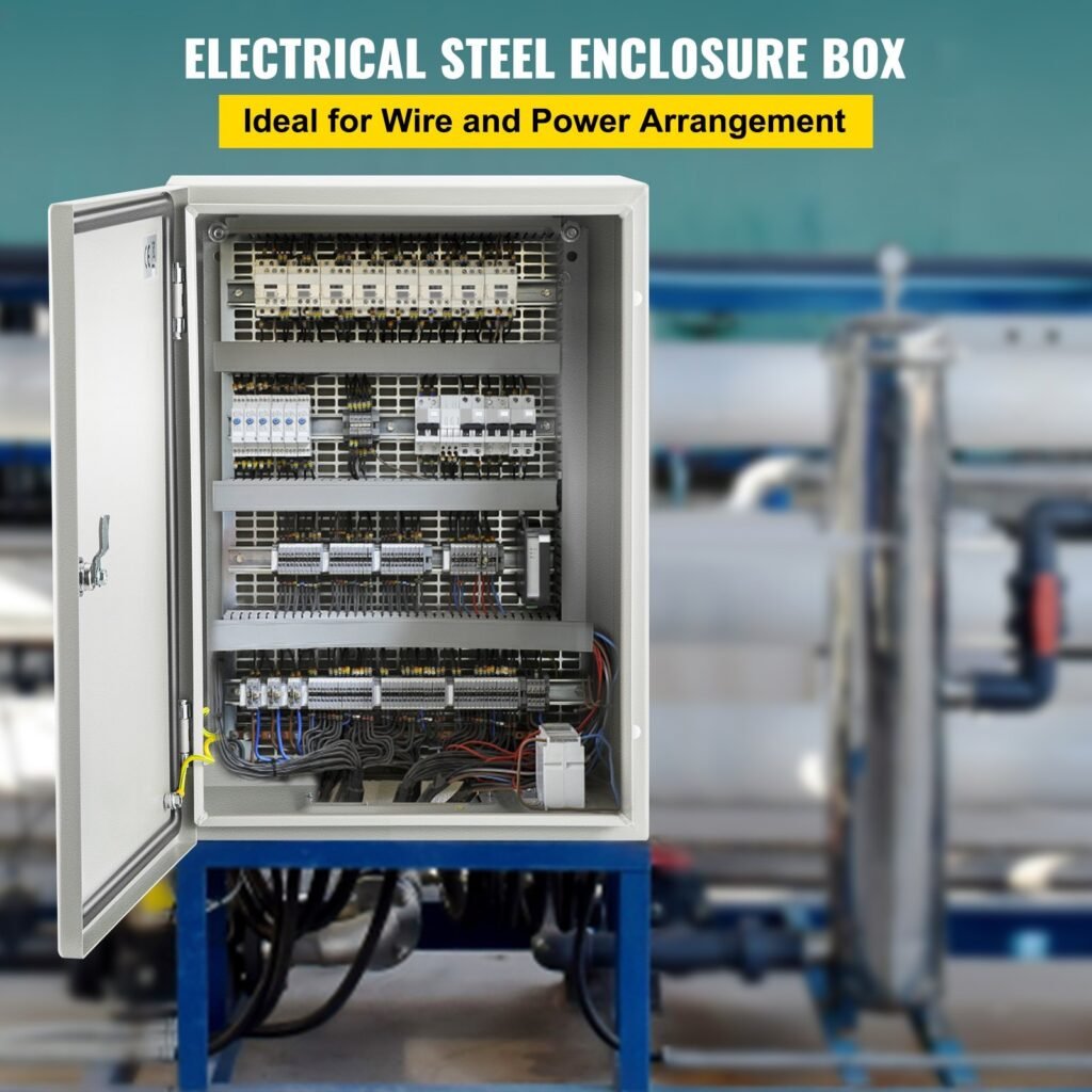 NEMA Steel Enclosure, 16 X 12 X 8'' NEMA 4X Steel Electrical Box, IP66 Waterproof & Dustproof, Outdoor/Indoor Electrical Junction Box, With Mounting Plate