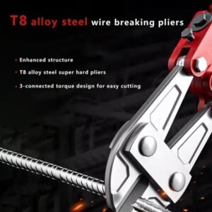 Heavy-Duty Mini Bolt Cutter 12' For Cutting Fence, Steel Wire, Small Chain, Screws, And Rivet, With Soft Grip Rubber Ergonomic Handle Cutters - Image 3