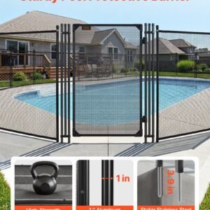 Pool Fence Gate, 4 X 2.5 Ft Inground Swimming Pool Fences Gate, Outdoor Security Fencing Door Kit With Metal Latch, 352 Gsm Teslin PVC Mesh, Round Tube, Lockable And Easy Installation, Black - Image 2