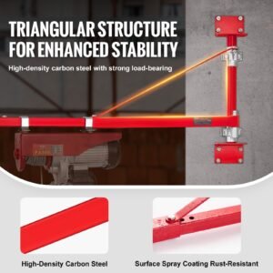 Electric Hoist Support Arm, 660 Lbs Max Load Capacity, Electric Hoist Holder Swing Arm With Pole, Steel Hoist Frame, 180° Swivel Scaffold Hoist Lifting Arm, Winch Hoist Arm For Workshop, Garage - Image 3