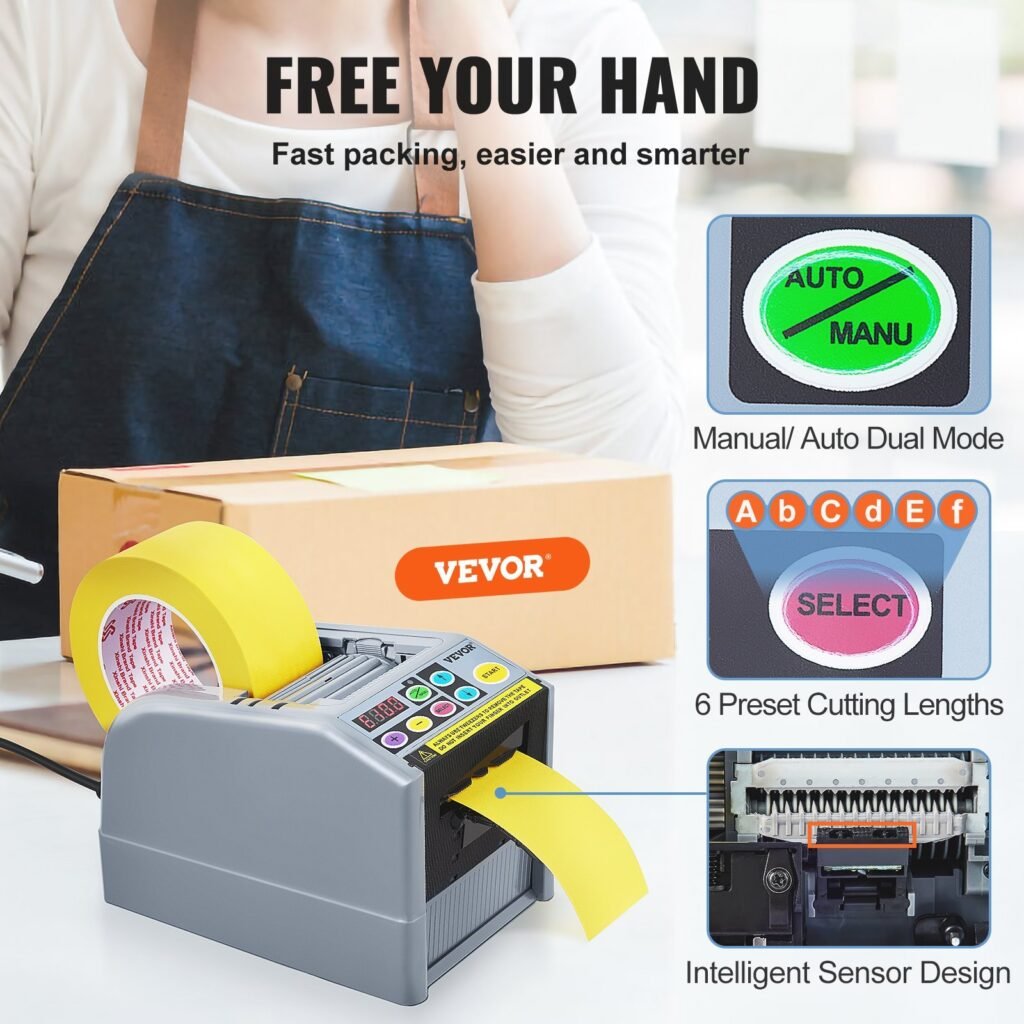 Automatic Tape Dispenser Adhesive Electric Tape Cutter Packaging Machine Tape Cutting Machine 6-60mm Tape Width