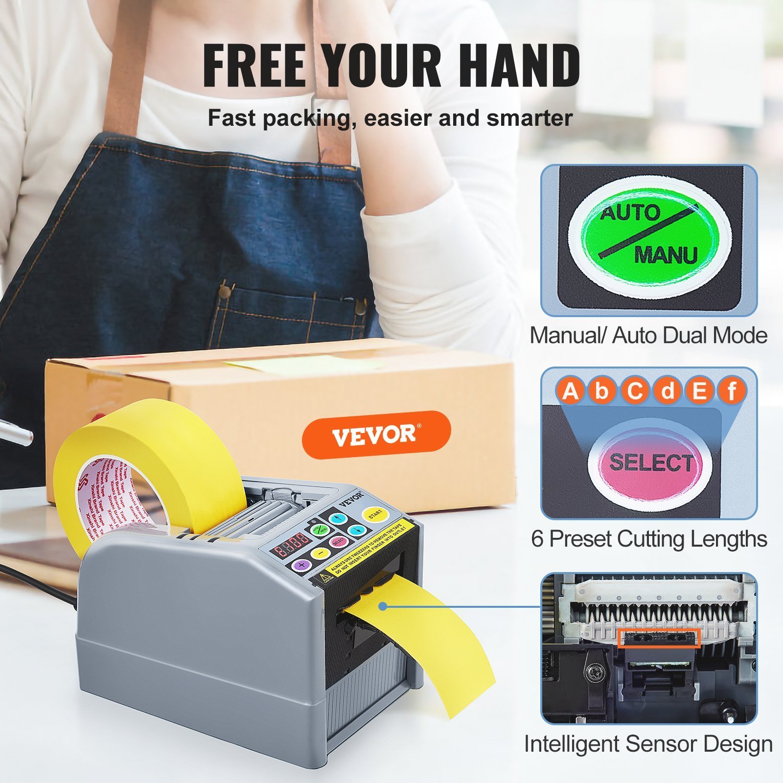 Automatic Tape Dispenser Adhesive Electric Tape Cutter Packaging Machine Tape Cutting Machine 6-60mm Tape Width - Image 5