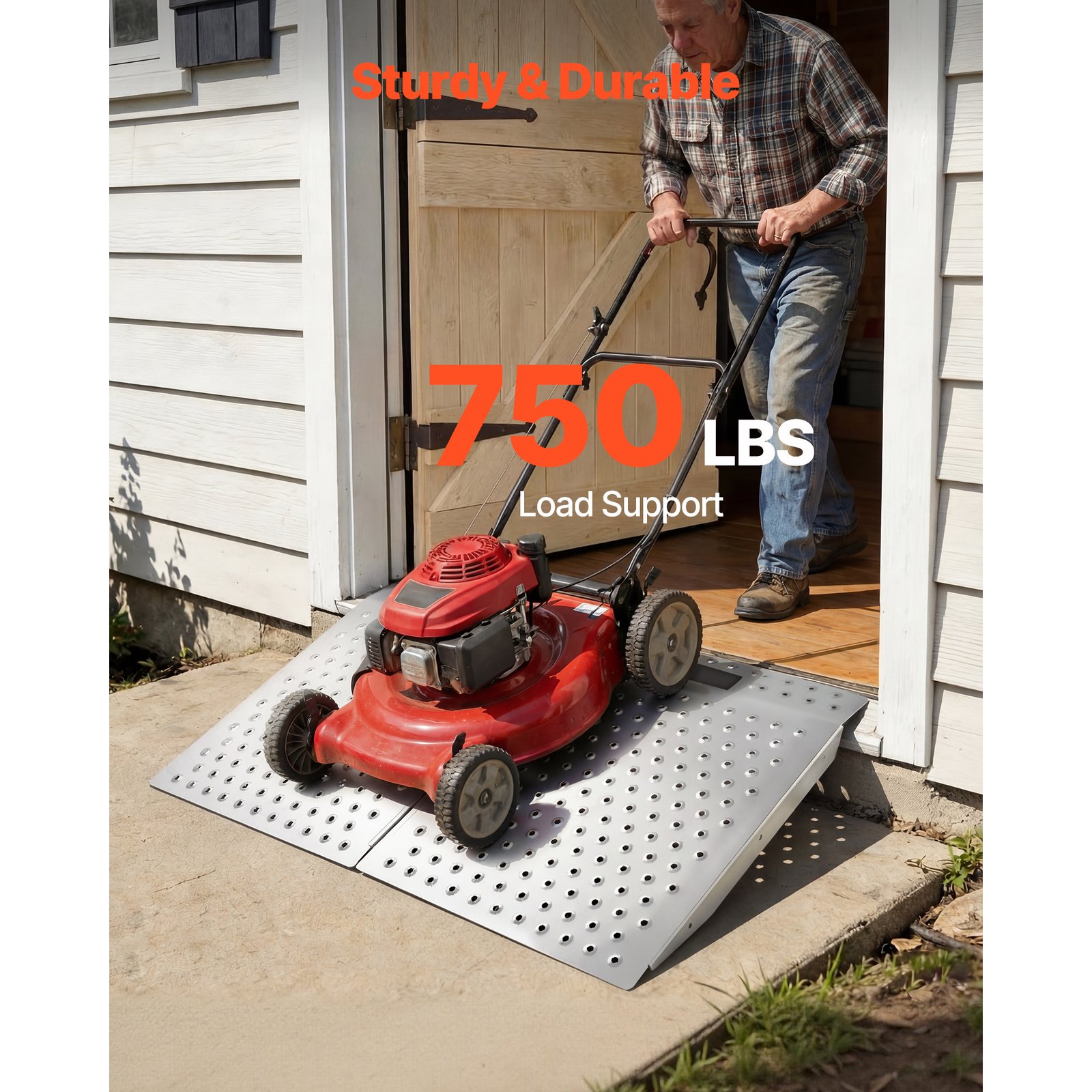Threshold Ramp For Doorways, 29.5 X 24.3 In, Platform Aluminum Wheelchair Ramp, Non-Slip Door Threshold Ramps, 750 Lbs Load Capacity, For Home Steps, Curbs, Wheelchairs, Walkers, Scooter, Carts - Image 5