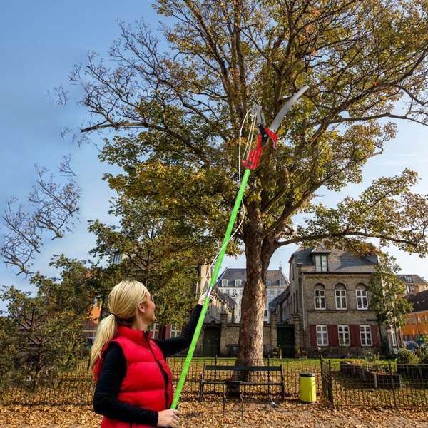 2-in-1 Manual Pole Saw 8.23-15.12FT Extendable Tree Pruner - SK5 Steel Pruner, Double-Hooked Saw Blade, Oxford Storage Bag , Goggles,Gloves For Tree Trimming