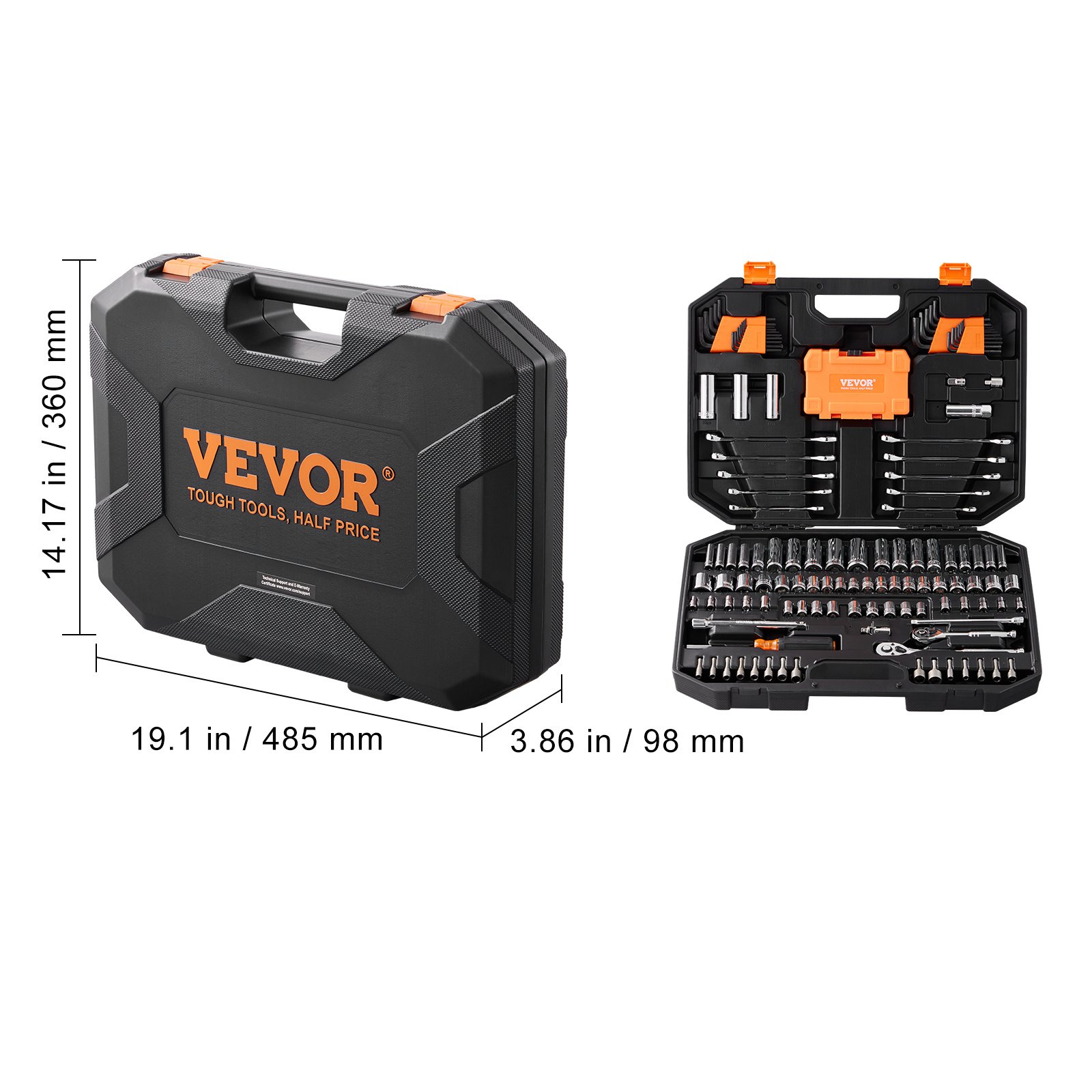 VEVOR Mechanics Tool Set And Socket Set,  Drive Deep And Standard Sockets, 145 Pcs SAE And Metric Mechanic Tool Kit With Bits, Combination Wrench, Hex Wrenches, Accessories, Storage Case - Image 10