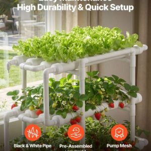 Hydroponics Growing System Kit, 3-Tier 108 Sites UPVC Pipe Hydroponic Grow Kit With Timed Irrigation, Thickened Hydroponic Pipes, Indoor Home Garden Vegetable Planting Grow Kits For Fruit Herb - Image 4