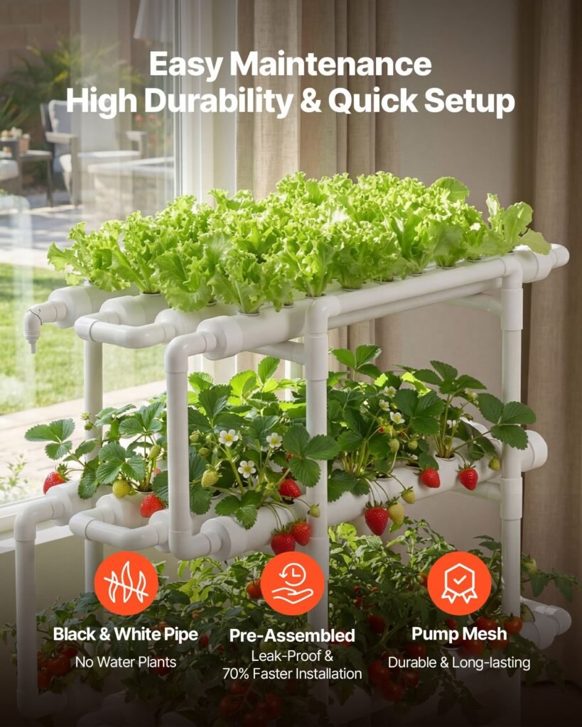 Hydroponics Growing System Kit, 3-Tier 108 Sites UPVC Pipe Hydroponic Grow Kit With Timed Irrigation, Thickened Hydroponic Pipes, Indoor Home Garden Vegetable Planting Grow Kits For Fruit Herb