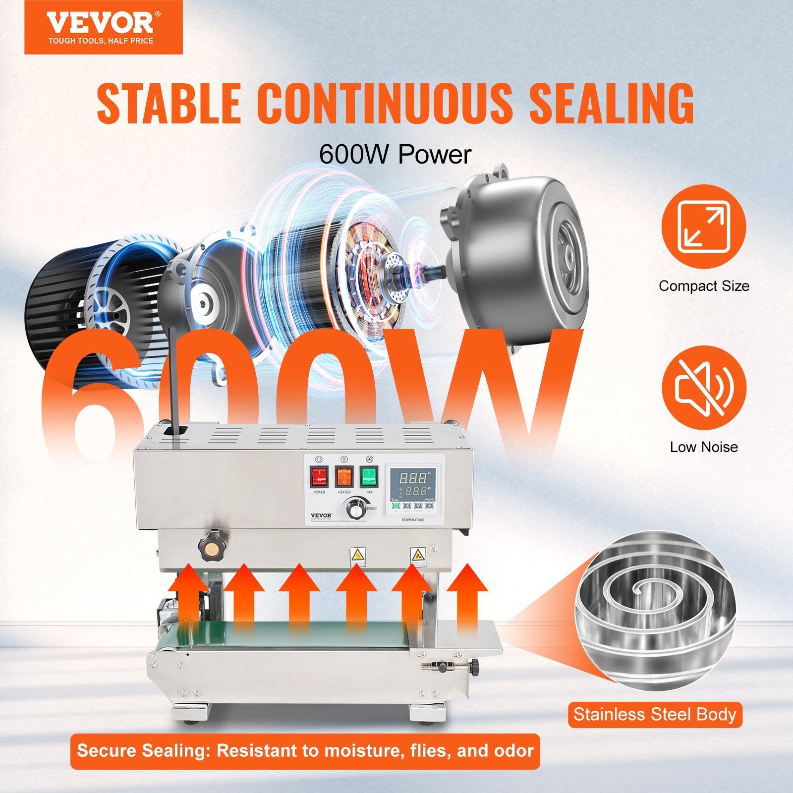 Continuous Bag Band Sealing Machine Vertical Band Sealer Stainless Steel - Image 2