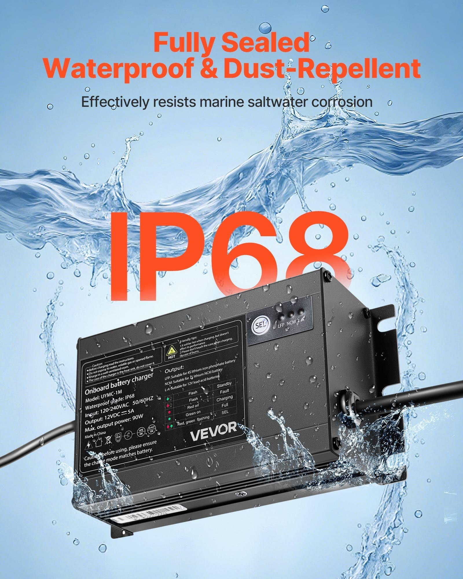 1-Bank 5A 12V Smart Marine Battery Charger Onboard IP68 Waterproof Boat RV Yacht - Image 3