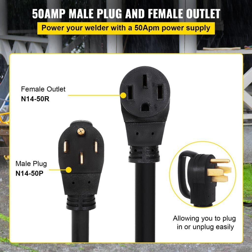25Ft 50 Amp RV Extension Cord Durable Premium Power Cord RV 26.5mm Wire Diameter Extension Cord Copper Wire RV Cord Power Supply Cable For Trailer Motorhome Camper With Handles