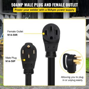 25Ft 50 Amp RV Extension Cord Durable Premium Power Cord RV 26.5mm Wire Diameter Extension Cord Copper Wire RV Cord Power Supply Cable For Trailer Motorhome Camper With Handles - Image 3