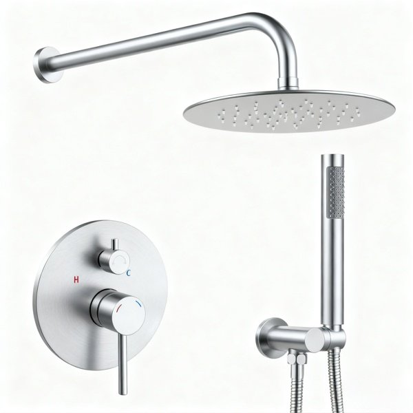 Shower System Shower Faucet Combo Set Wall Mounted With 10" Rainfall Shower Head And Handheld Shower Faucet, Brushed Nickel[Unable Ship Weekends, TK/TEMU Only For Pickup]