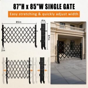 Foldable Security Gate, Expandable Safety Barrier With 360degree Swivel Casters Lockable Design, Portable Mobile Rolling Barricade For Garage, Warehouse, Driveway And Pool Areas 87inH X 85in W - Image 4