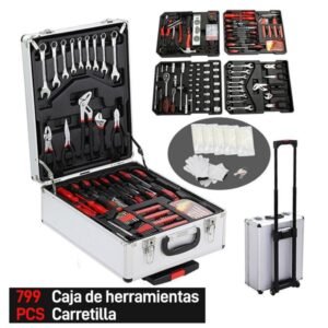 799pcs Aluminum Trolley Case Tool Set Silver - Image 3