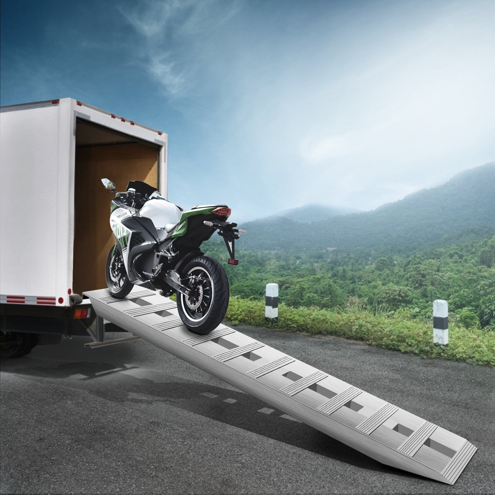 VEVOR 60'X 12 X 2.5inch Aluminum Trailer Ramps 6000LBS Total Beavertail Hook End 1 Pair 2 Ramps - Image 1