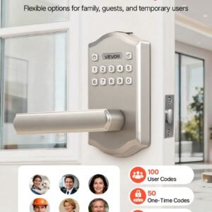 Keyless Entry Door Lock With Handle, Electronic Lever Door Handle With Keypad, Customizable User Codes, Keyed Entry, Auto Lock, Anti-Peeking Password, Backlit Keypad, For Home, Satin Nickel - Image 5