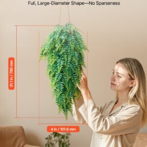 Artificial Ferns, 12 Pcs Fake Hanging Boston Fern Bush Plant With 32 Inch Hanging Length, Plastic Faux Greenery For Indoor/Outdoor Decor, For Wall, Wedding Party, Home, Porch Garden, No Basket - Image 3