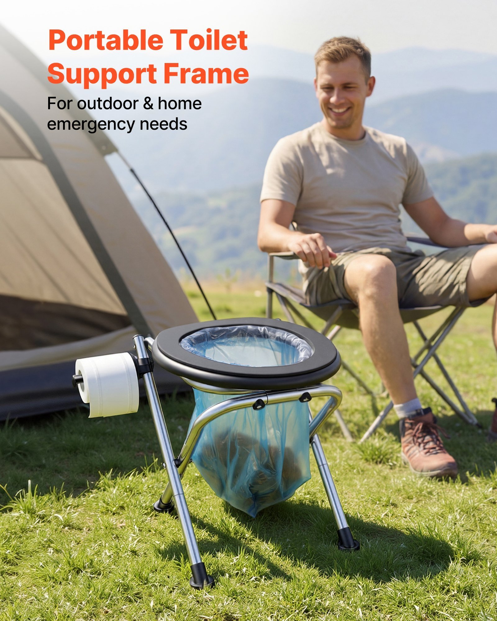 Portable Toilet For Camping, 350 Lbs Weight Capacity, Stainless Steel Foldable Camp Travel Toilet With Soft Seat For Adults, Suitable For Truckers, RV Travel, Camping, Road Trips, Outdoor Use - Image 4