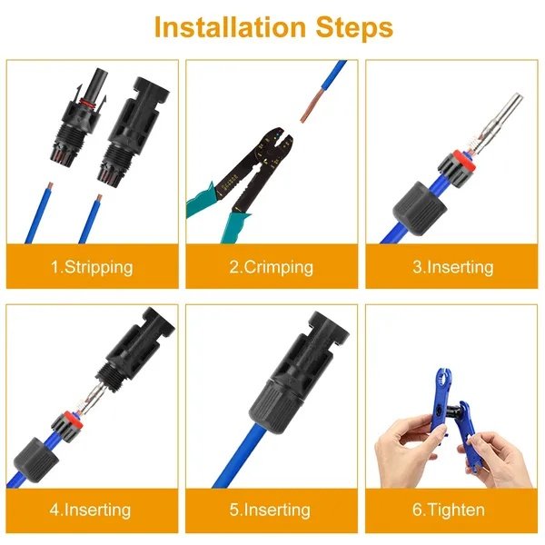 10 Pairs Solar Panel Connectors Solar Wire Adapter Male/Female IP67 Waterproof Connector