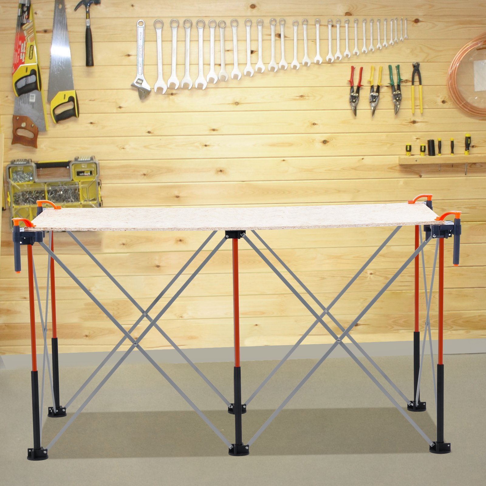 Portable Folding Workstand 4.15 X 2.18ft Collapsible Work Stand 2500lbs Capacity - Image 6