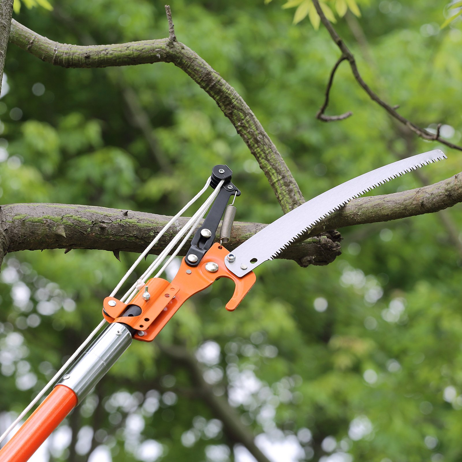 VEVOR Manual Pole Saw, 7.3-27 Ft Extendable Tree Pruner, Sharp Steel Blade And Scissors High Branches Trimming, Branch Trimmer With Lightweight 8 Fiberglass Handles, For Pruning Palms And Shrubs - Image 1