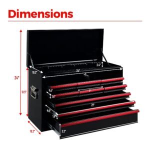 Heavy Duty Metal Tool Box, 24-inch, Portable Metal Tool Box with 9 Drawers, Small Tool Chest with EVA Liners, Ball Bearing Slide Drawers Locking & Powder Coated Finish, Multi-Function Tool Organizer - Image 7