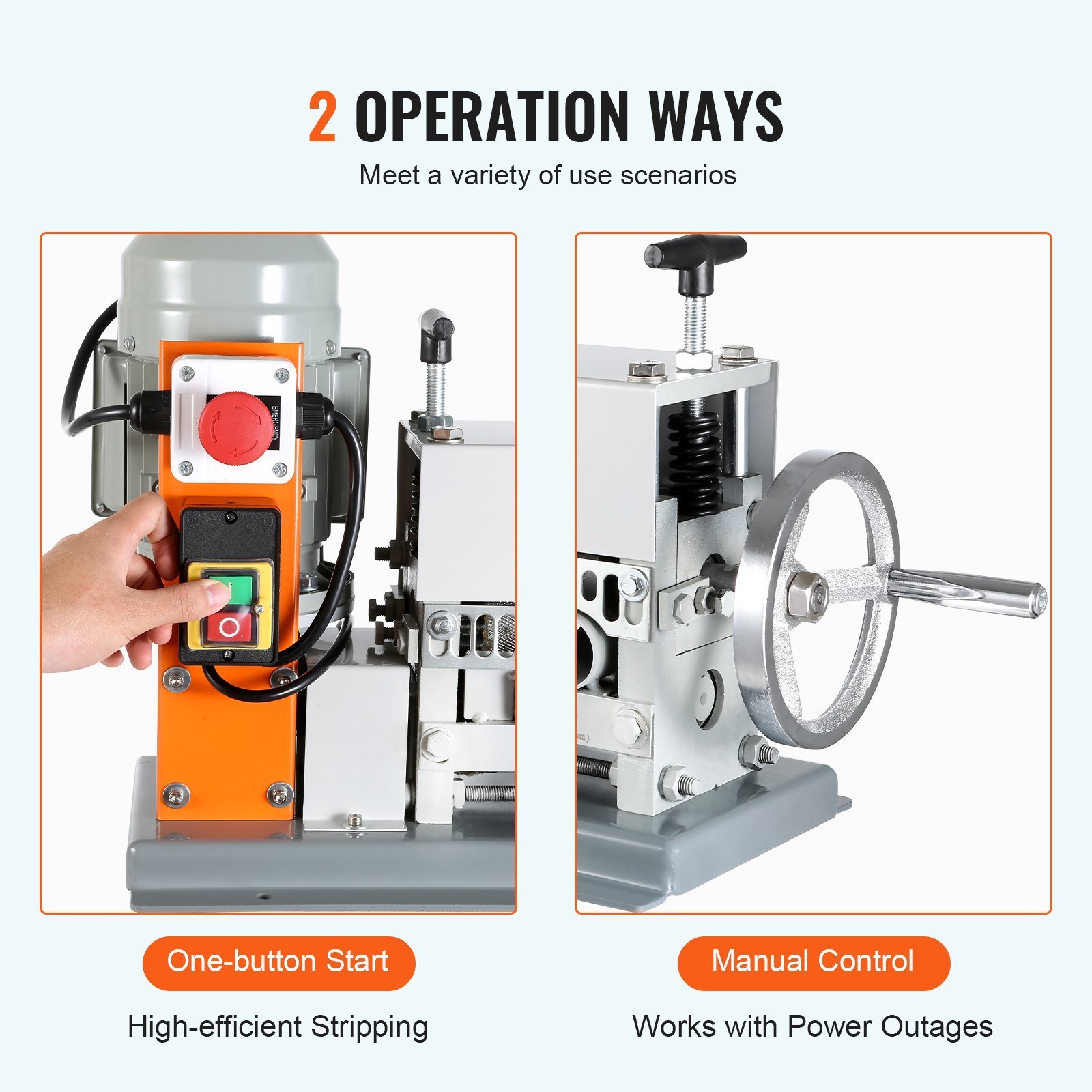 Automatic Wire Stripping Machine, 0.06''-1.42'' Electric Motorized Cable Stripper, 370 W, 88 Ft/min Wire Peeler With An Extra Manual Crank, 11 Channels For Scrap Copper Recycling - Image 2
