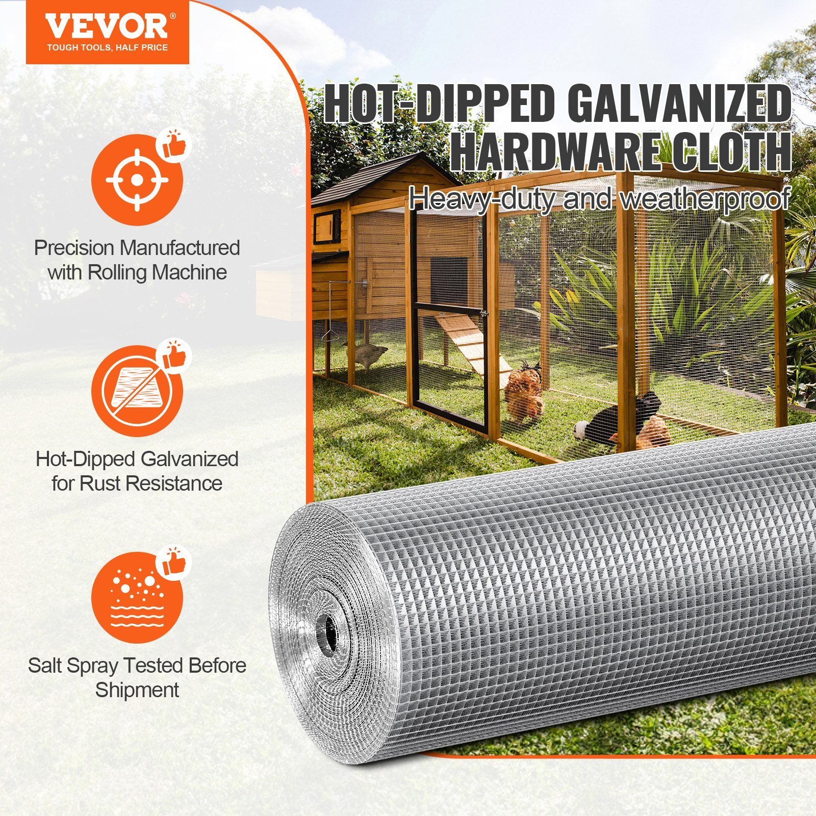 Hardware Cloth, 1'4 Inch 48in X 50 Ft 23 Gauge, Hot Dipped Galvanized Wire Mesh Roll, Chicken Wire Fencing, Wire Mesh For Rabbit Cages, Garden, Small Rodents - Image 5