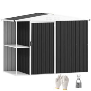 8 X 4ft Outdoor Garden Shed, Metal Shed With Air Vents And Lock For Backyard, Garden, Patio, Dark Gray - Image 1