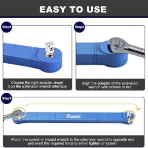 Offset Extension Wrench, Impact Grade Square Drive Adapters For Hard To Reach Fasteners In Tight Spaces 3 Piece Set - Image 2