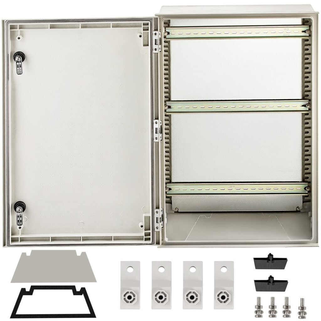 NEMA Steel Enclosure, 24 X 16 X 9'' NEMA 4X Fiberglass Electrical Box, IP66 Waterproof & Dustproof, Outdoor/Indoor Electrical Junction Box, With Mounting Plate(60 X 40 X 23 Cm)