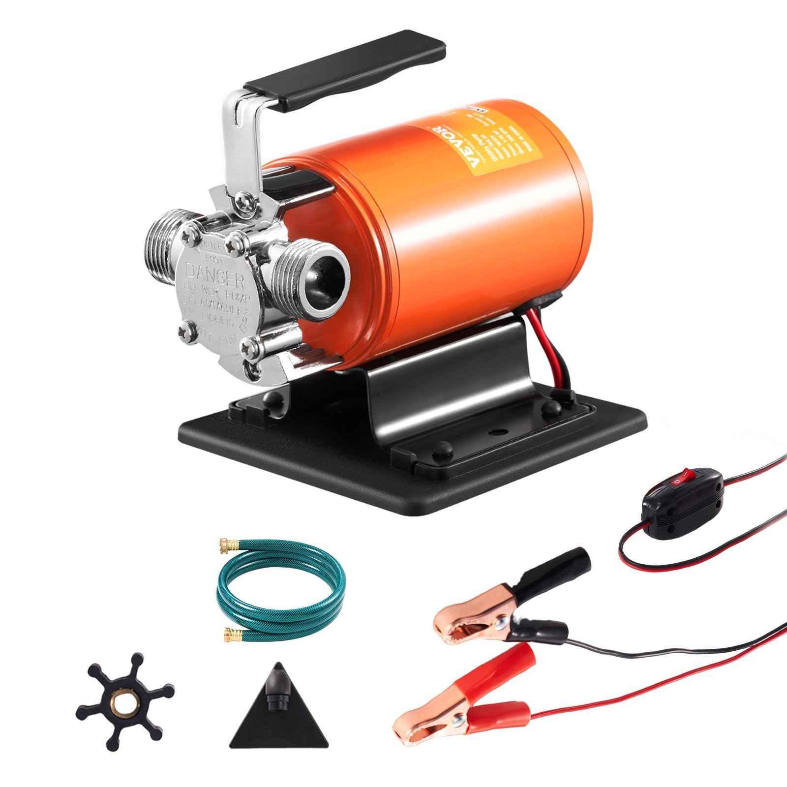 Water Transfer Pump, 12V DC 360 GPH 1/10HP, Portable Electric Utility Pump With 6 Ft Suction Hose Kit, Impeller, Suction Strainer, For Garden, Rain Barrel, Pool, Pond, Hot Tub, Aquarium Draining - Image 1