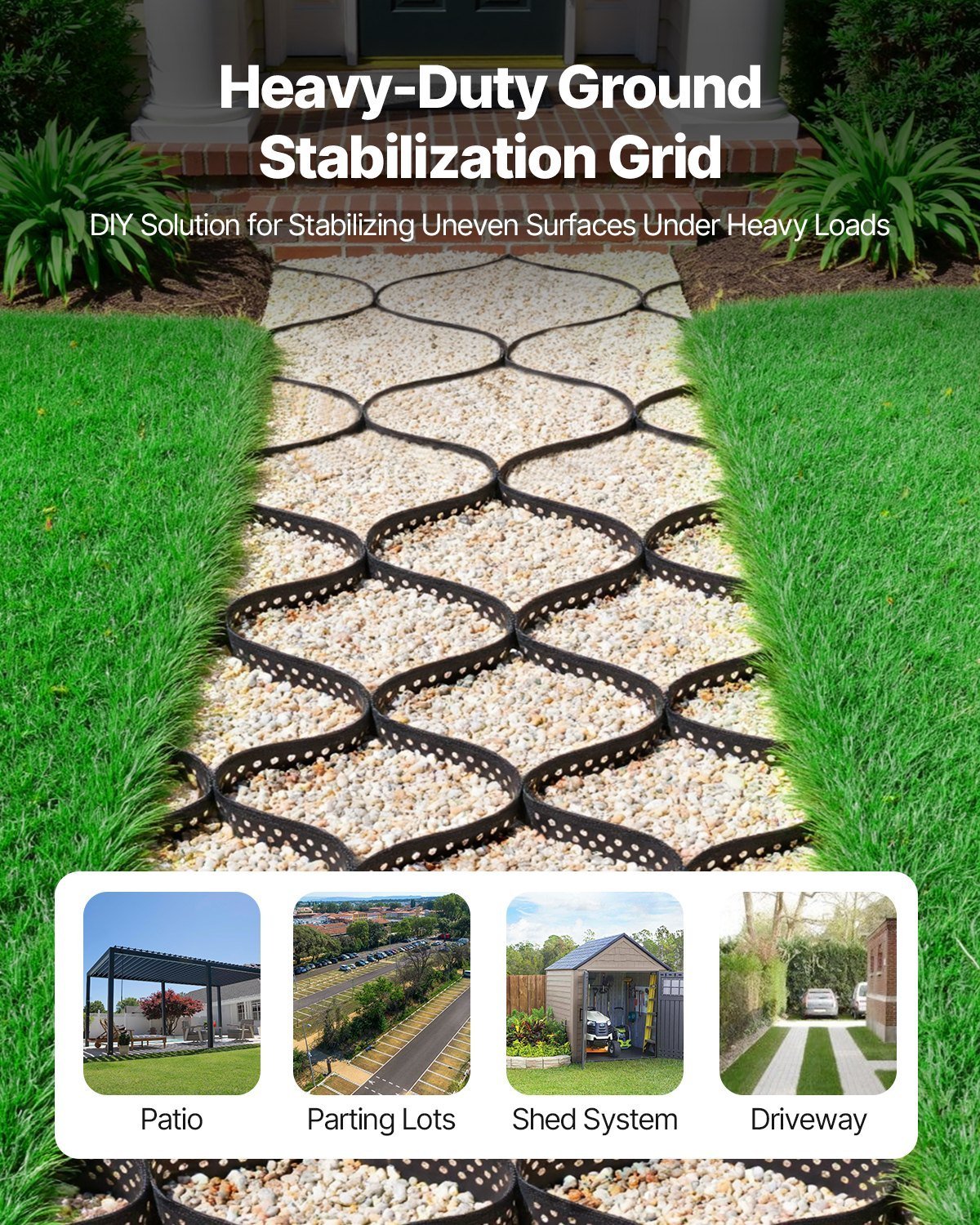 Ground Grid 3-Inch Depth Geocell Grid 24.93x9.52 FT / 7600x2900 Mm For Gravel - Image 3