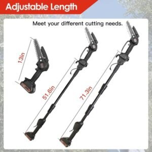 2-in-1 Cordless Pole Saw & Mini Chainsaw Electric Mini Chainsaw Length Adjustable Cordless Chain Saw With 2Pcs 1500mAh Batteries 4in/6in Chains For Tree Trimming - Image 5