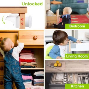4Pcs Magnetic Cabinet Locks Child Safety Drawer Locks Adhesive Baby Proof Cabinets Latches Kit - Image 7
