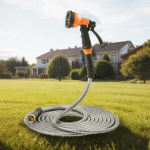 Metal Garden Hose 75 Ft, Rust Proof Stainless Steel Water Hose, Heavy Duty Backyard Hose With 10 Function Nozzle, No-Kink & Flexible Water Pipe, Lightweight Metal Hose For Yard, Outdoor - Image 6