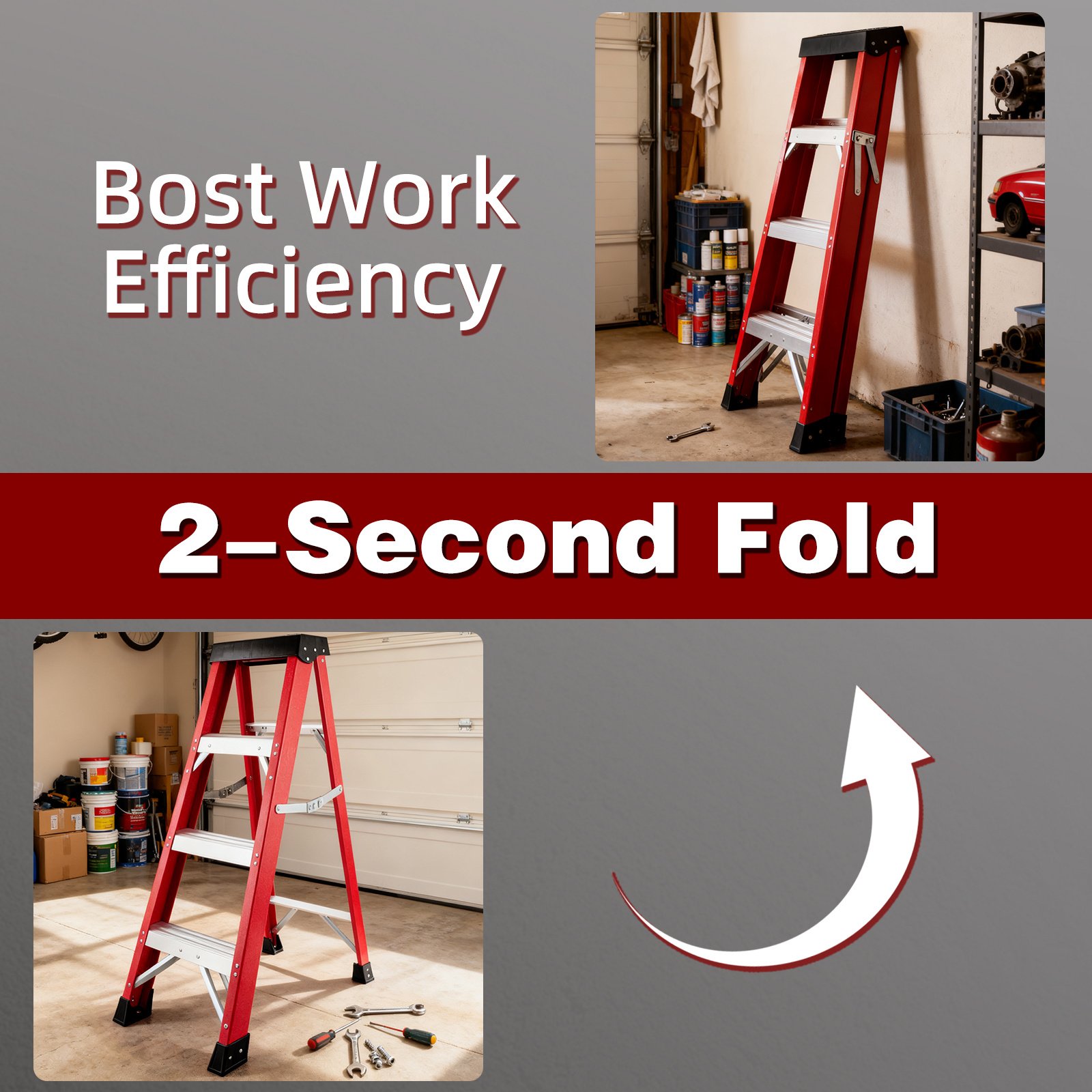 Fiberglass Insulating Ladder, Folding Step Ladder For Safe Electrical Work - Image 4